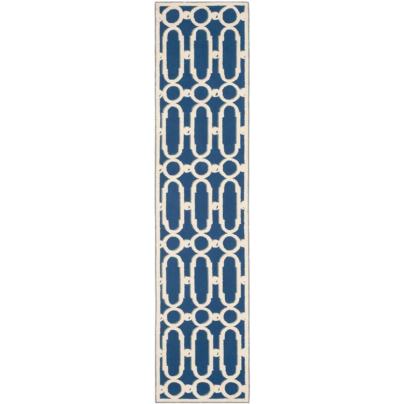SAFAVIEH Handmade Newport Taina Modern Cotton Rug - 2'3" x 10' Runner - Royal Blue/White