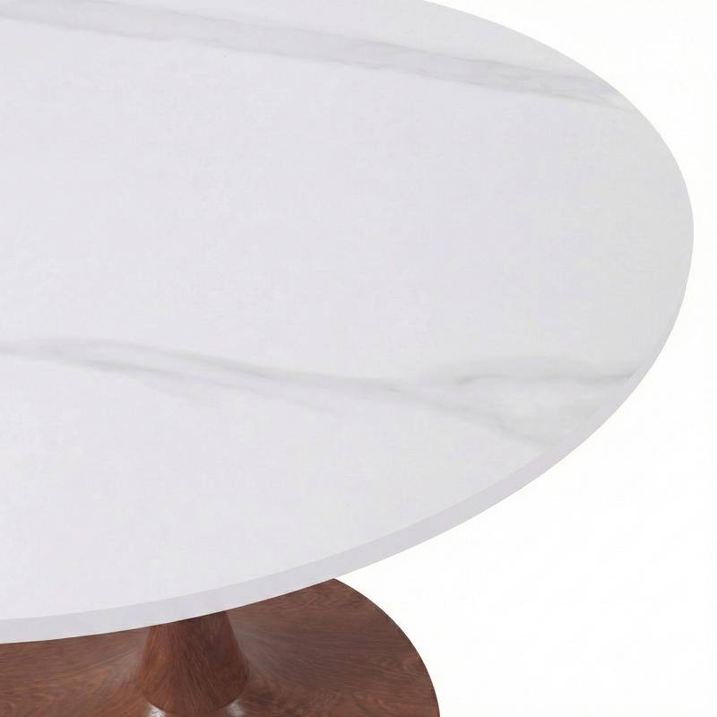 Bristol Modern 31" Round Sintered Stone Dining Table with Pedestal Base - Minimalist Scratch-Resistant Kitchen Table