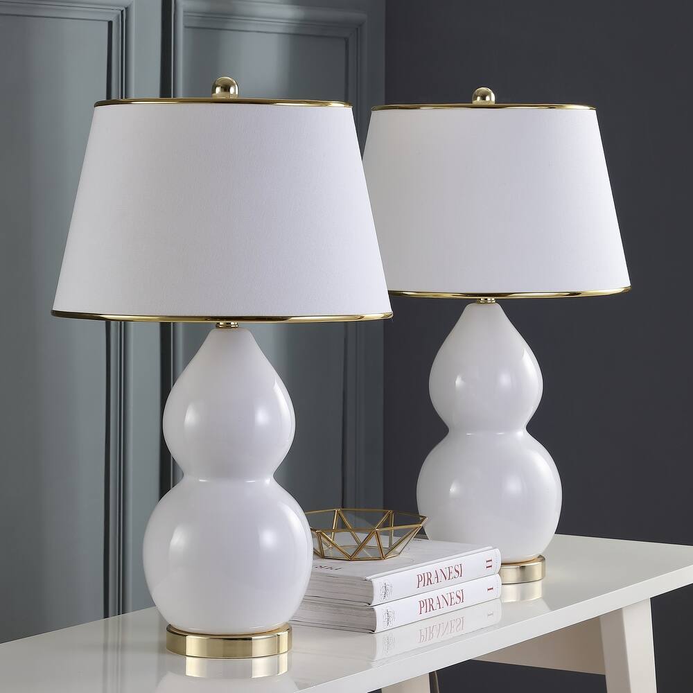 SAFAVIEH Lighting Julianna 26-inch Double Gourd White Table Lamp (Set of 2) - 16"x16"x26.5" - 16"W x 16"D x 27"H