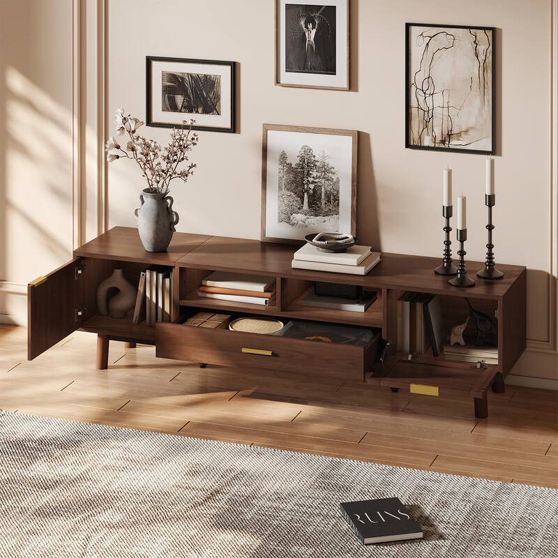Fashionable Wooden TV Stand with Multiple Storage Options for Living Room