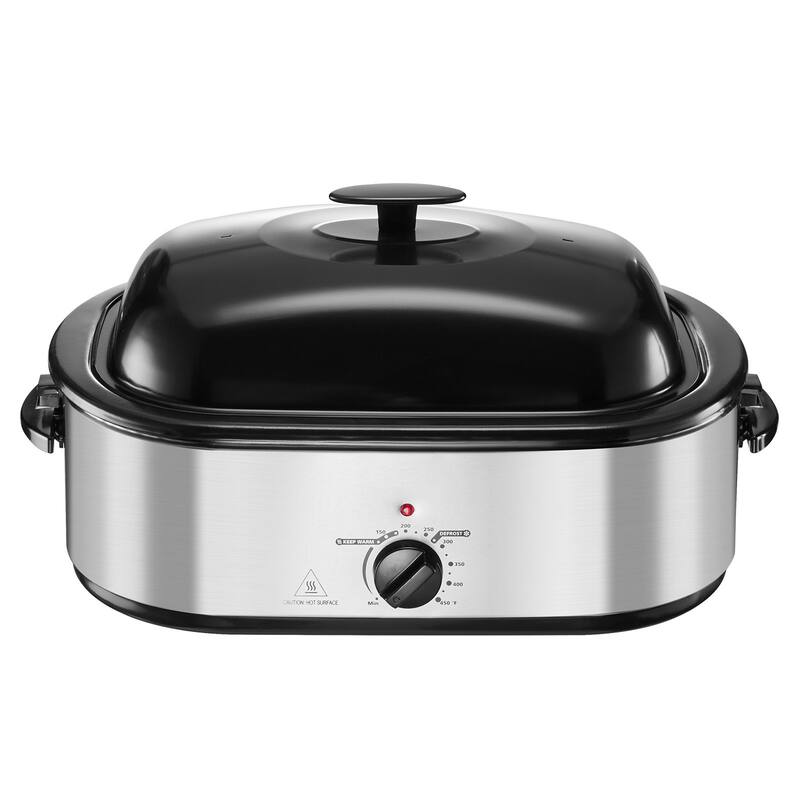 Black-Silver 20QT Electric Roaster Oven with Self-Basting Lid 1450W - 23.31 x 15.67 x 12.01 inch