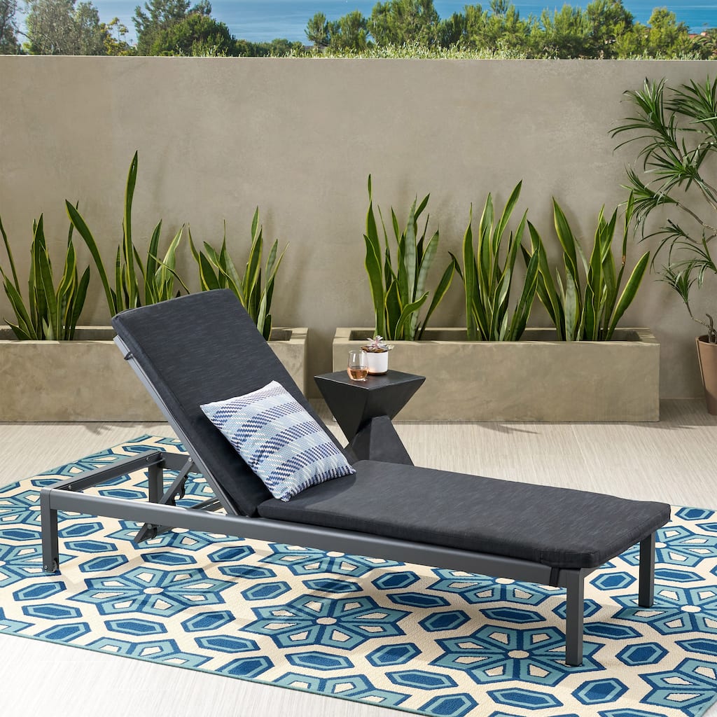 Cape Coral Outdoor Mesh and Aluminum Chaise Lounge with Cushion by Christopher Knight Home