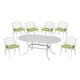 preview thumbnail 2 of 4, Sanibel White Cast Aluminum 7- Piece Outdoor Dining Set with an Oval table, Six Armchairs and FREE cushions by Homestyles