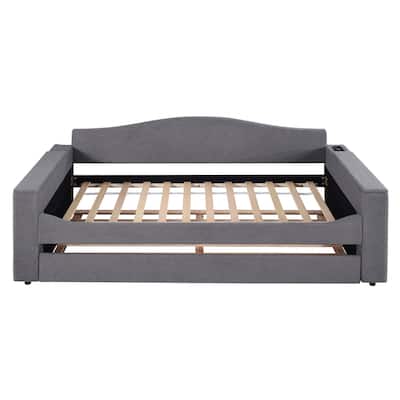 Twin Size Upholstered Daybed with Storage Armrests