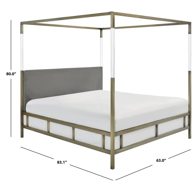 SAFAVIEH Couture Dorothy Velvet/ Acrylic Queen-size Canopy Bed