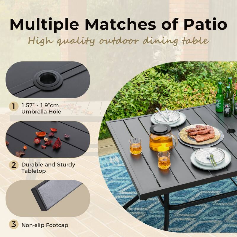 MAISON ARTS 7-Piece Patio Dining Set, 4 Textilene Fabric Armchairs and 2 Textilene Swivel Chairs with Rectangle Metal Table