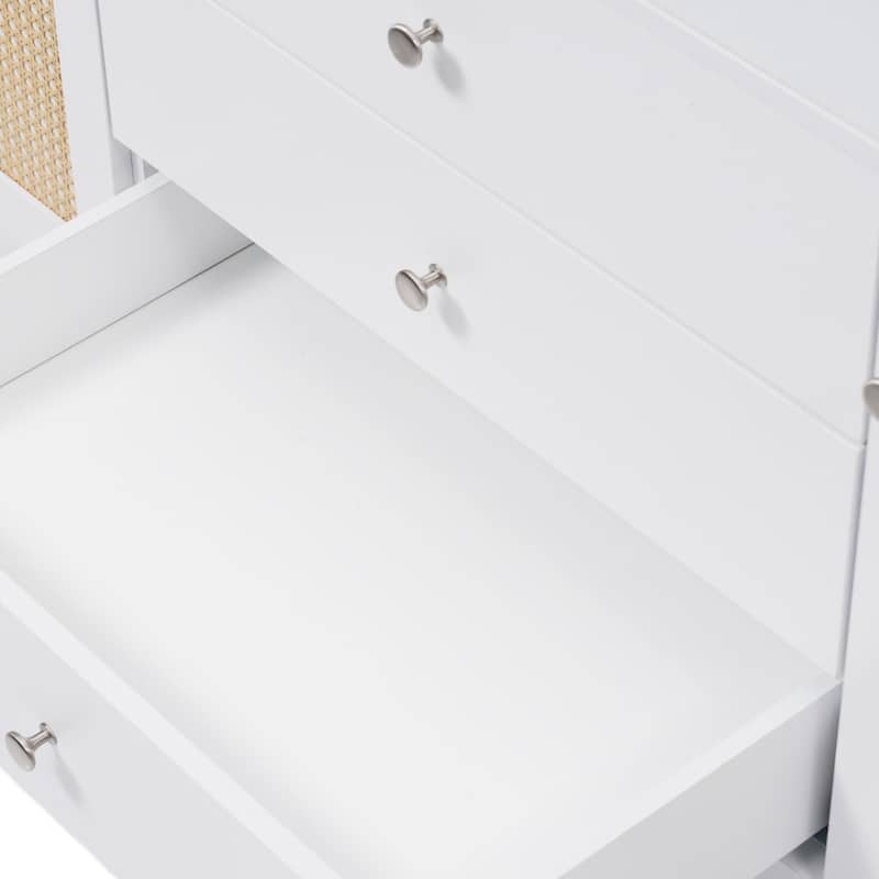 60" Large Rattan Bathroom Vanity Cabinet with SMC Sink