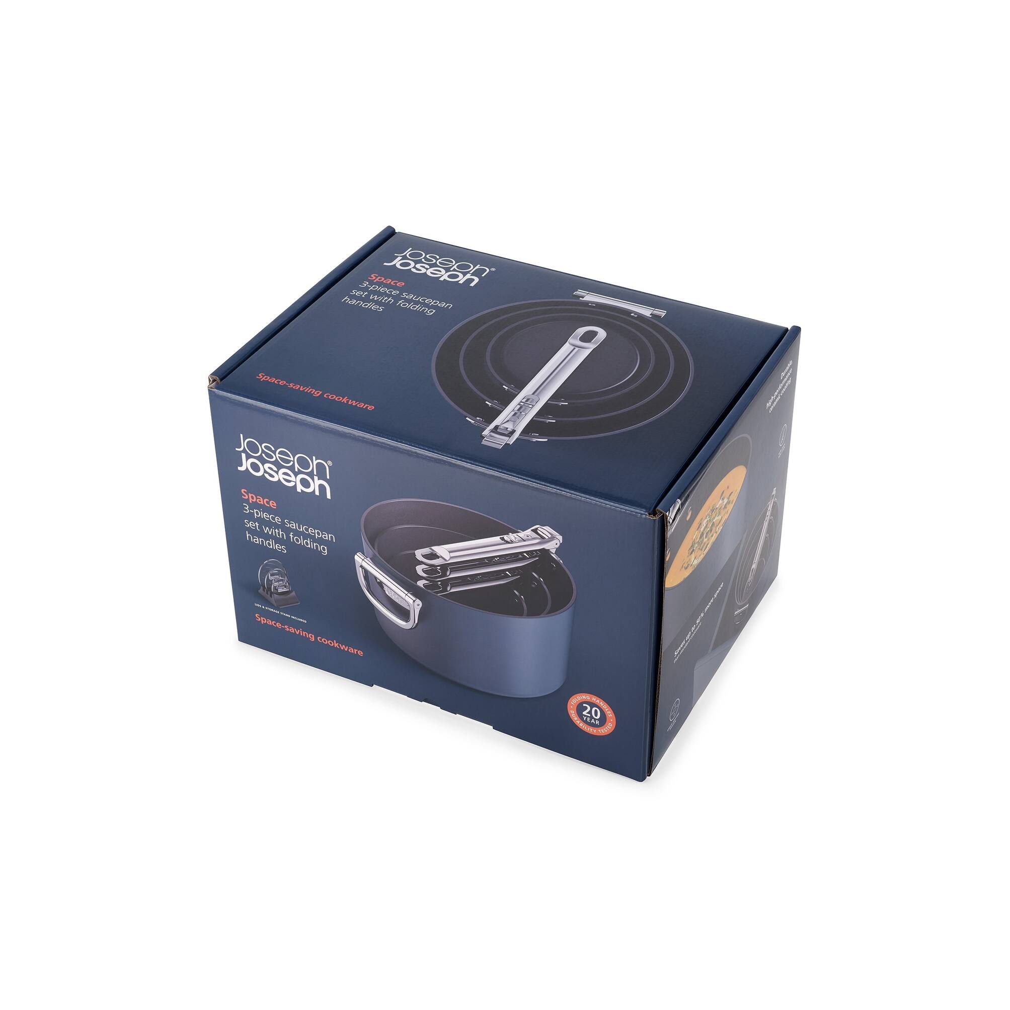 Joseph Joseph Space Ceramic NonStick 7piece Saucepan Set with Folding