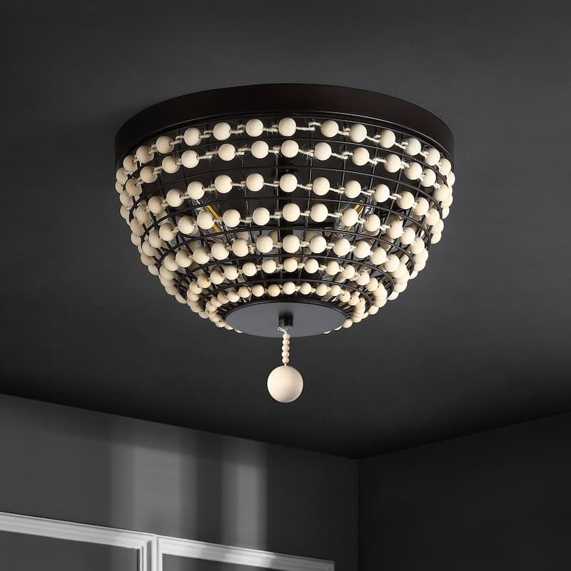 SAFAVIEH Lighting Bolson Chandelier - Natural Wood/Oil-Rubbed Bronze - 15"W x 15"D x 12"H