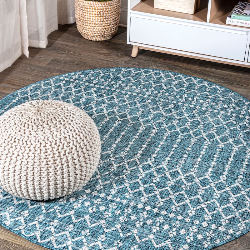 JONATHAN Y Trebol Moroccan Geometric Textured Weave Indoor/Outdoor Area Rug