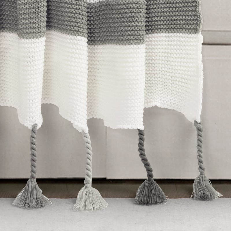 Lush Decor Boho Knitted Braided Tassel Throw Single