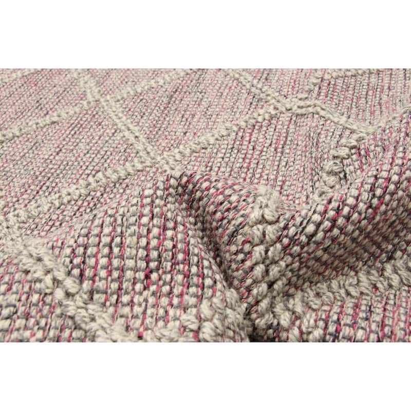 ECARPETGALLERY Braid weave Sienna Pink Wool Rug - 5'11 x 9'1