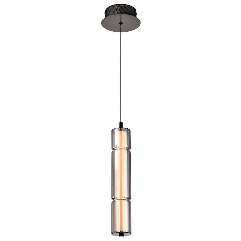 Evander LED 16 Inch Mini Pendant Matte Black Finish Smoked Glass - Matte Black