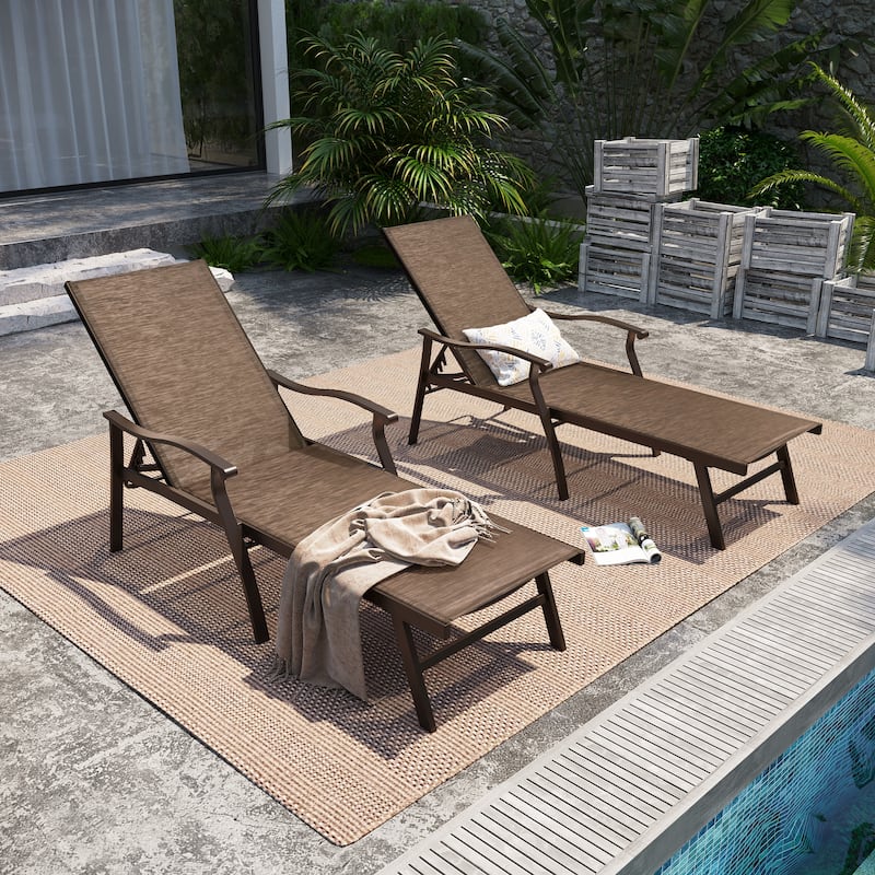 Pellebant 2PCS Patio Aluminum Adjustable Chaise Lounge Chair - N/A