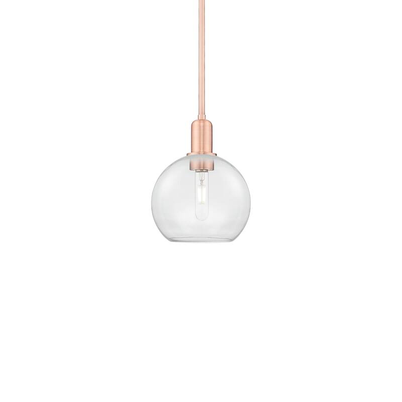 Innovations Lighting 716-1S-11-8 Athens Pendant Athens 8" Wide Mini - Antique Copper / Clear