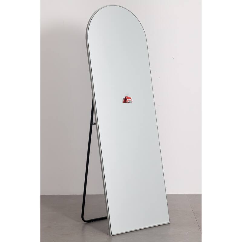 Modern Arched Mirror Full-Length Floor Mirror with Stand - 59x20 - Silver