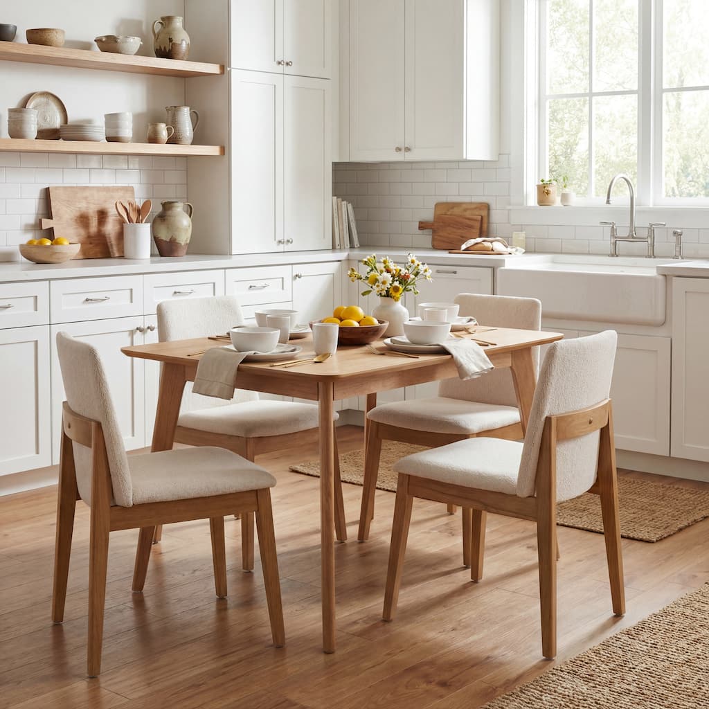 Christopher Knight Home - Aldercrest Mid-Century 5-Piece Dining Set with Wood Upholstered Chairs