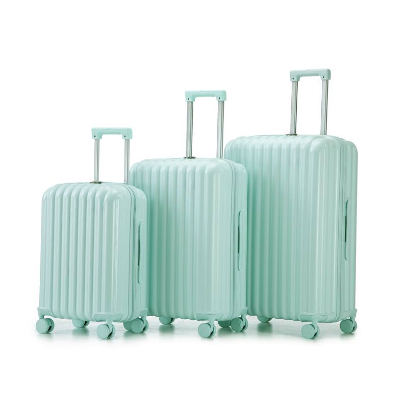 3 PCS Spinner Wheel ABS Luggage with Cup Holder, USB Port & Phone Holder - Mint Green