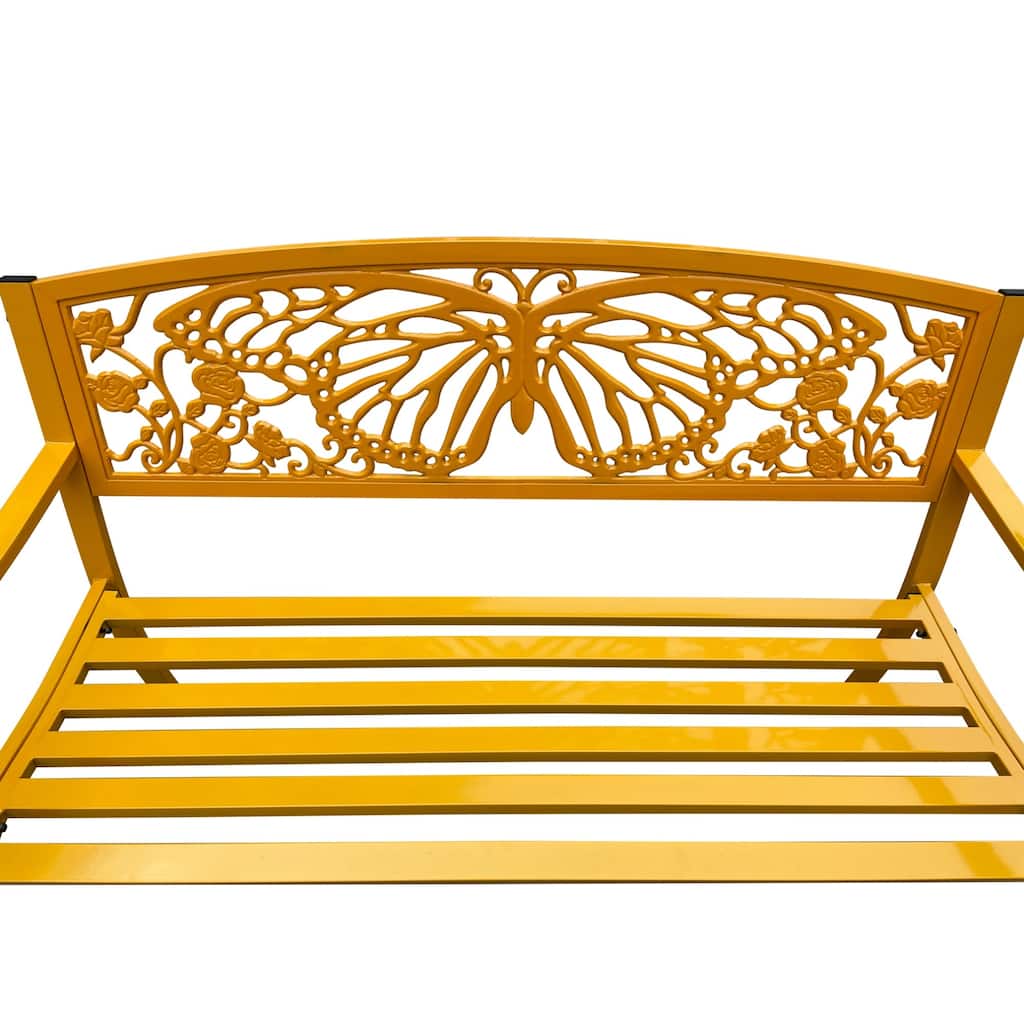 Butterfly Backrest Outdoor Patio Bench - 50" - Yellow