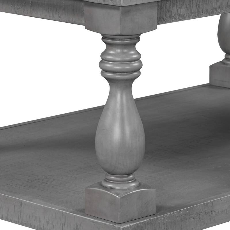 Vintage 45.2" Solid Wood Coffee Table with Open Shelf