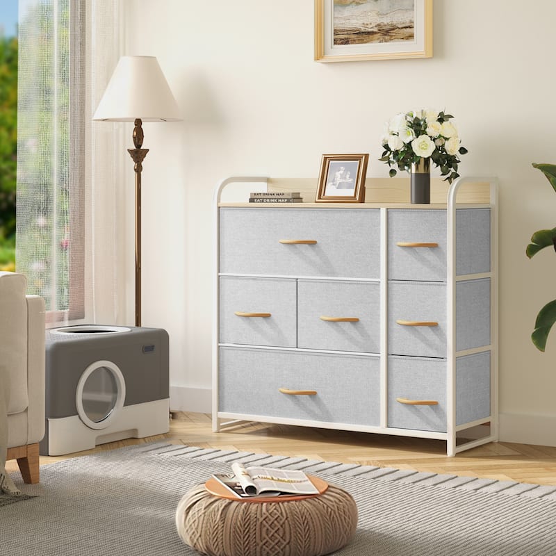 29.7" Modern Fabric 7 Drawer Storage Chest Tower