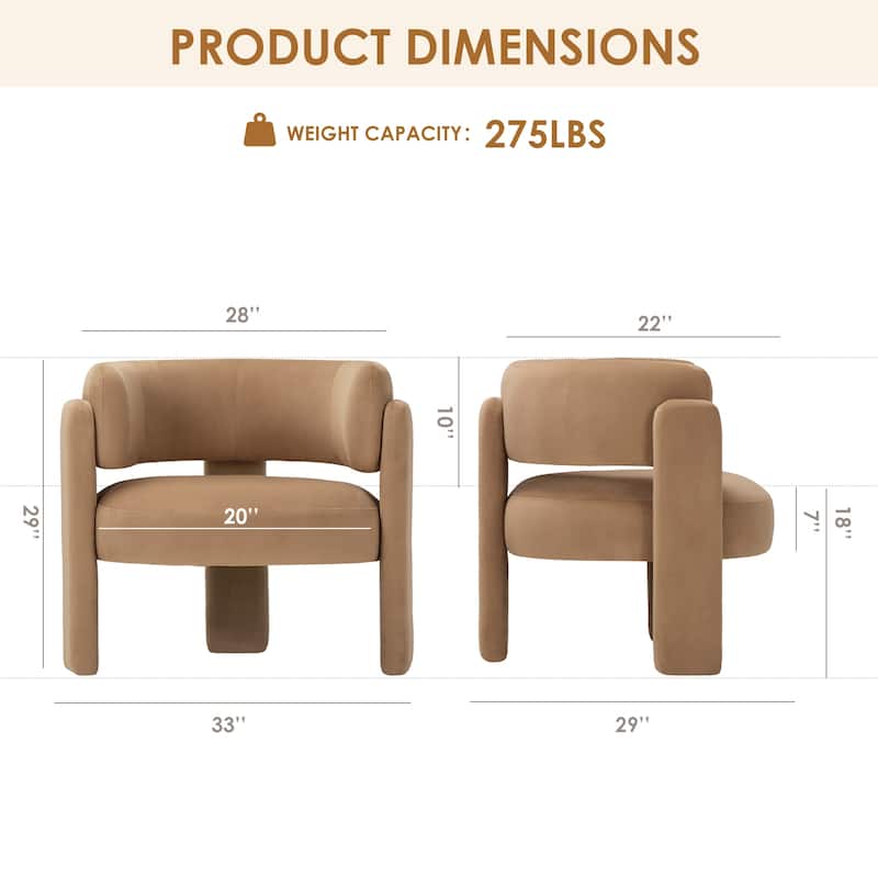 Modern Velvet Barrel Accent Chair - 3-Leg Design for Living Room, Bedroom