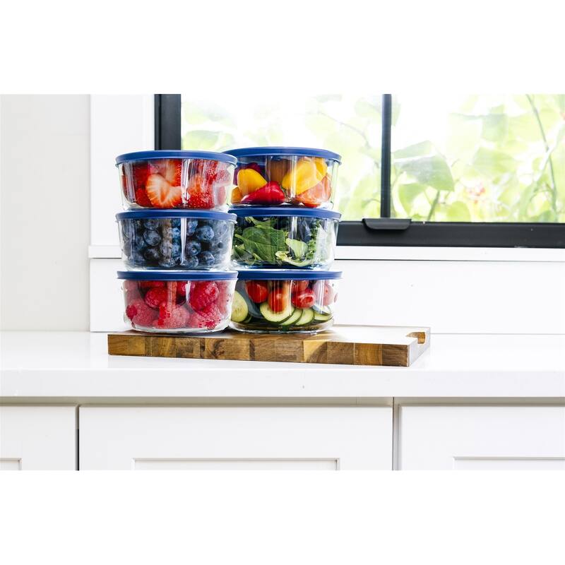 Glass Food Storage Containers Set - Round, 2-Cup (16oz) BPA-Free, Microwave & Oven Safe, Airtight Lids
