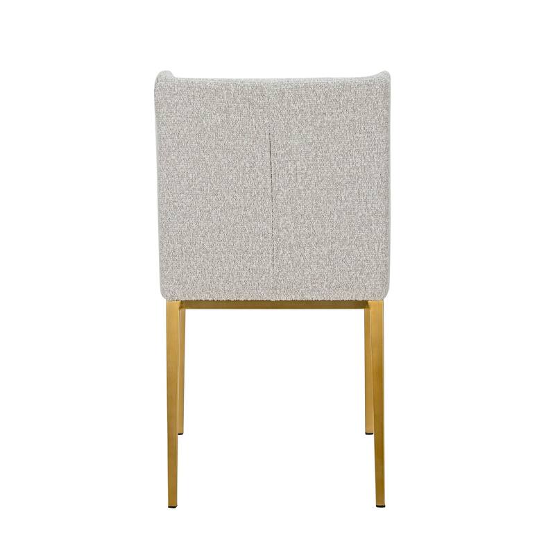 Cid Kinn 19 Inch Dining Chair Set of 2, Light Gray Polyester, Brass Steel