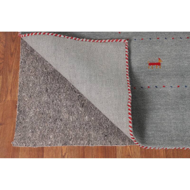 Silver Gray Gabbeh Indian Area Rug Handmade Wool Carpet - 7'8"x 9'10"