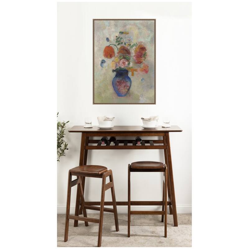 Kate and Laurel Large Vase with Flowers 1912 Odilion Redon by Nostalgia Prints Framed Canvas Wall Art Print