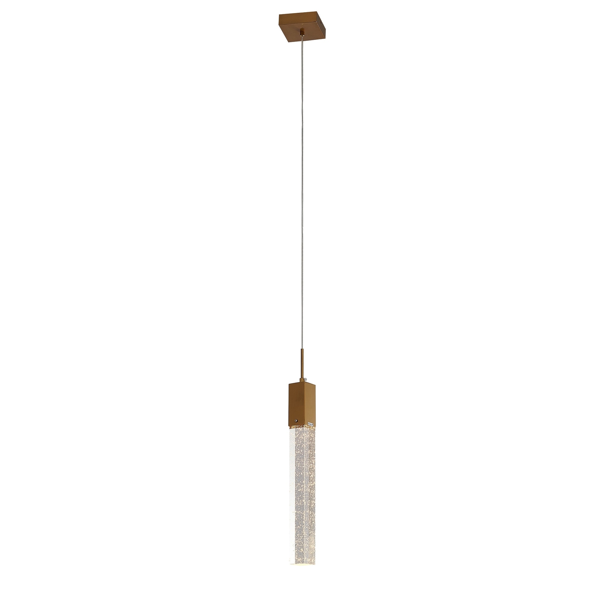 Transitional 1-Light Gold Single Pendant With A Clear Bubble Crystal