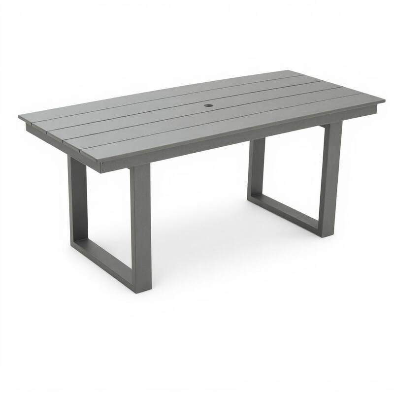 67" HDPE Outdoor Dining & Meeting Table, Weather-Resistant, Seats 6, Space-Saving Chair Slide-In