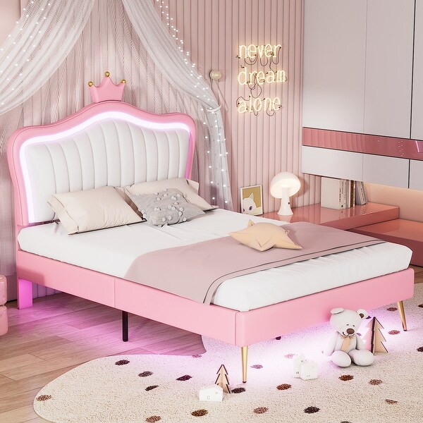 Upholstered bed outlet with led lights