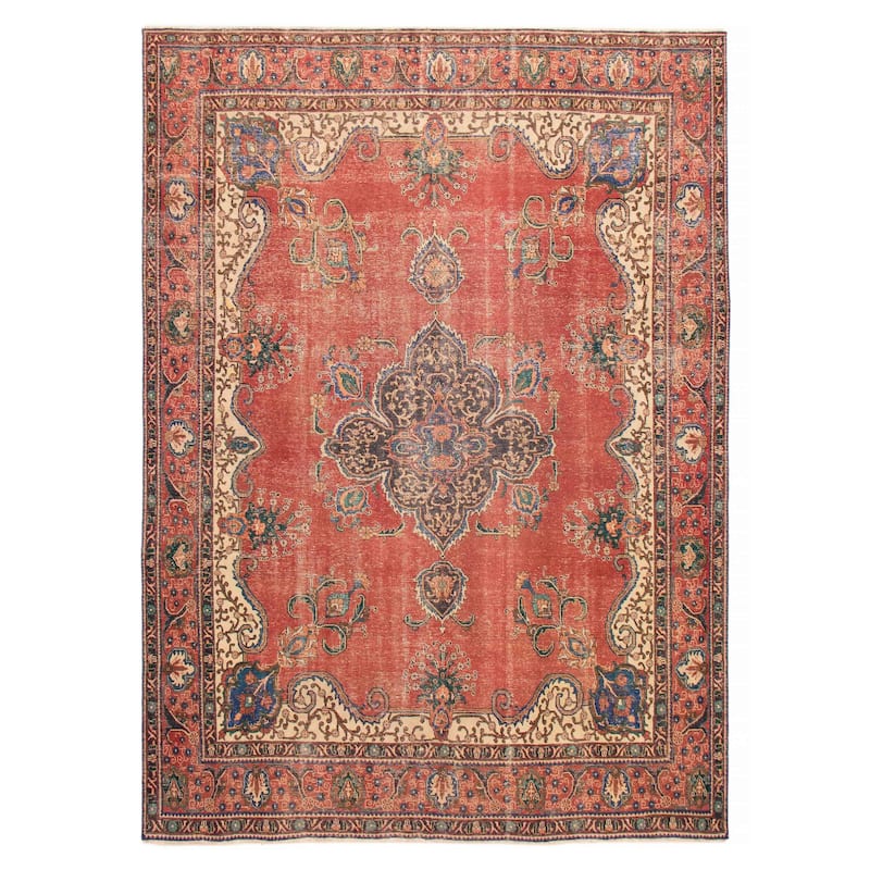 ECARPETGALLERY Hand-knotted Antalya Vintage Red Wool Rug - 9'2 x 13'1 - Red - 9'2 x 13'1