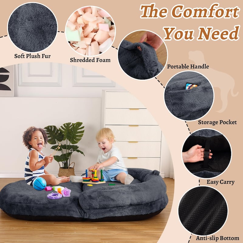 Human Dog Bed for Adults, Foldable Giant Nap Sofa Bed, Bean Bag Chair
