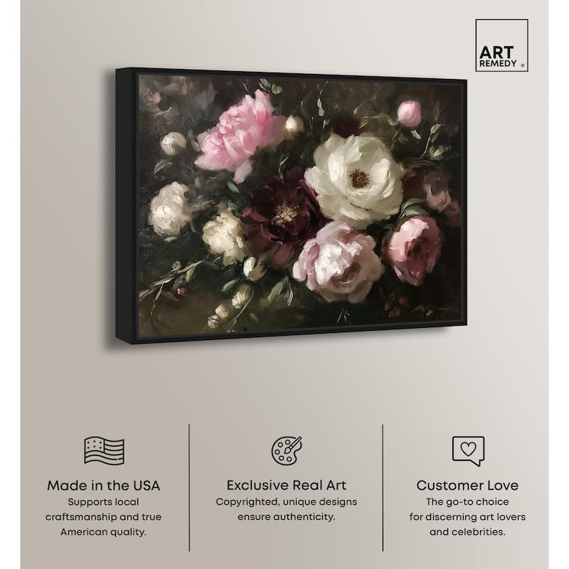 Peony Palette Nocturne Canvas by Art Remedy
