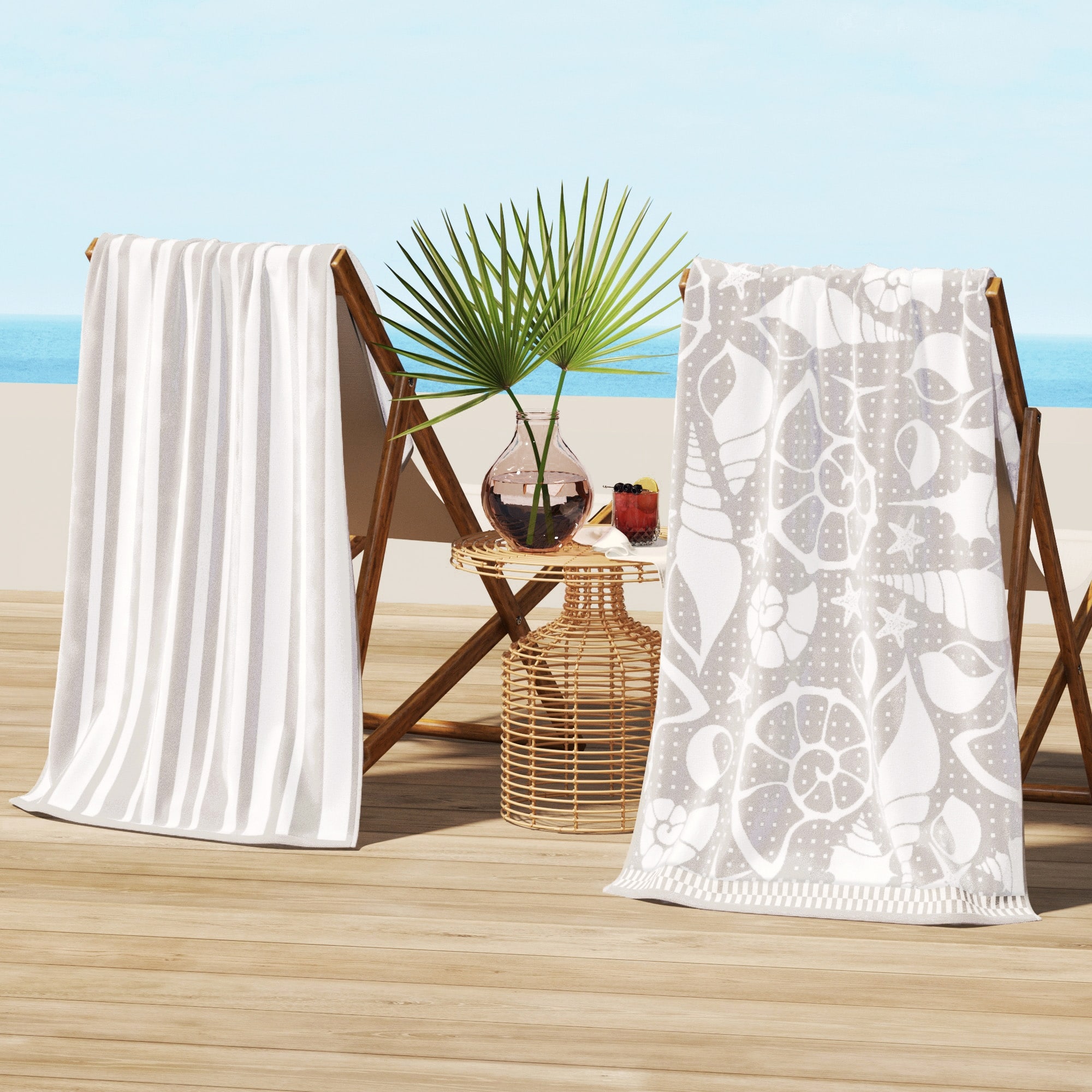Option Grey/White Seashells / Stripe
