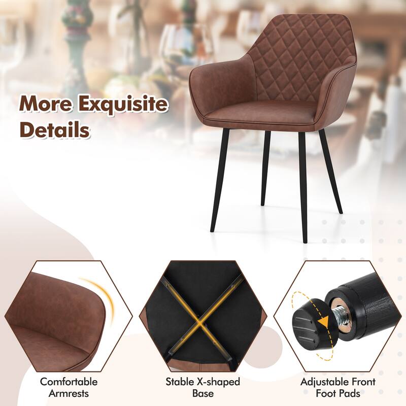 Gymax Leisure Dining Chair Set of 2 Upholstered Accent Chairs w/