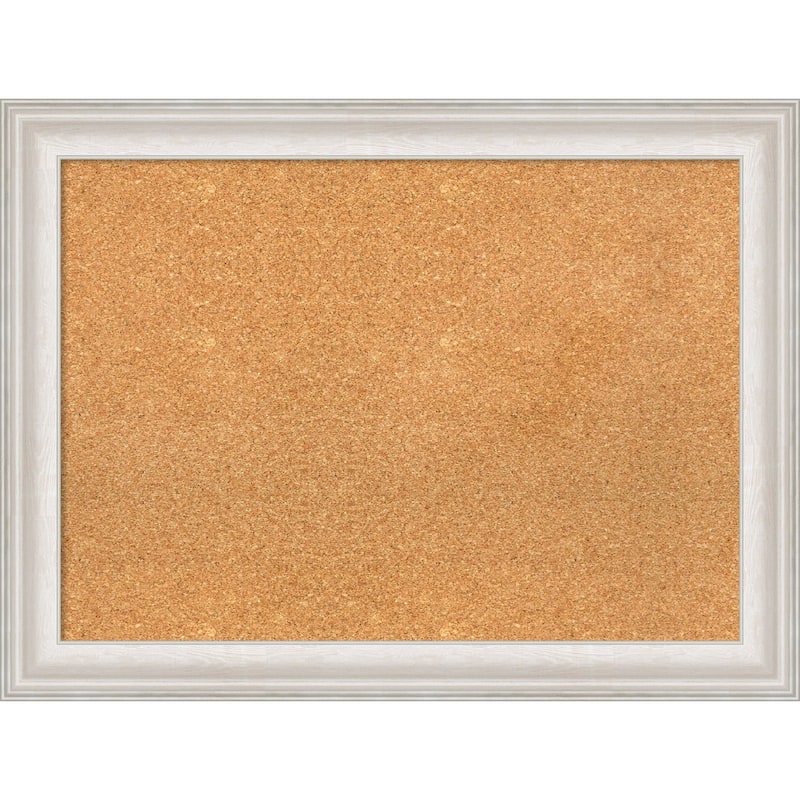 Trio Framed Cork Bulletin Memo Board - 32-Inch x 24-Inch - Trio White Wash Silver