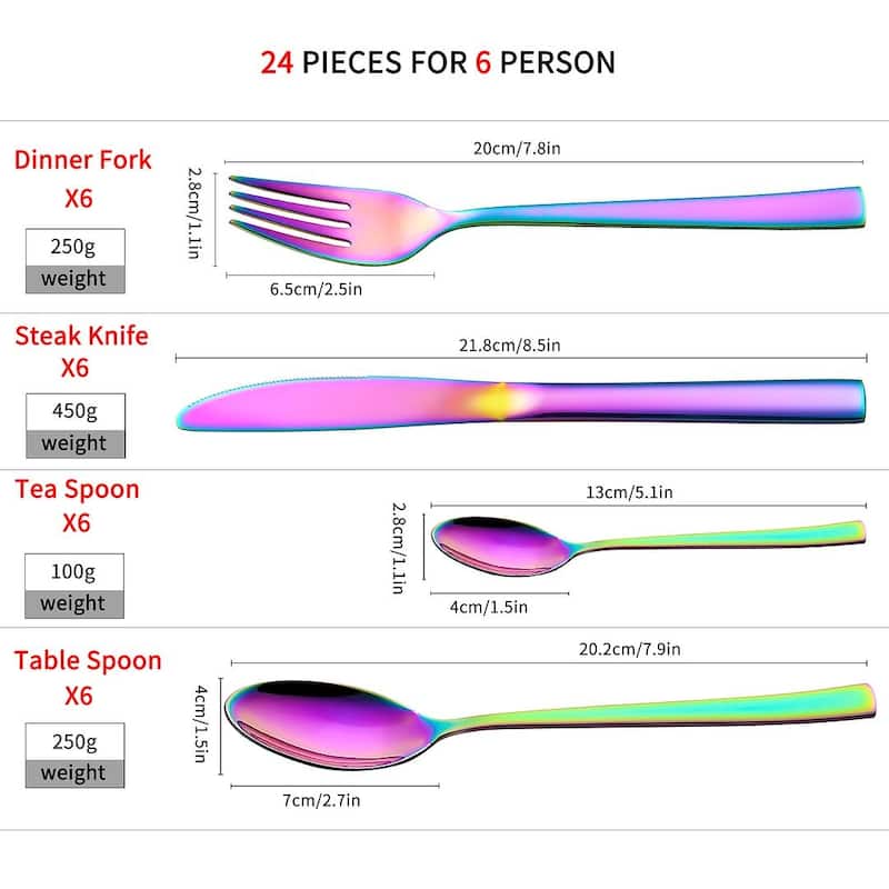 Velaze 24-piece Stainless Steel Flatware Set, Service For 6