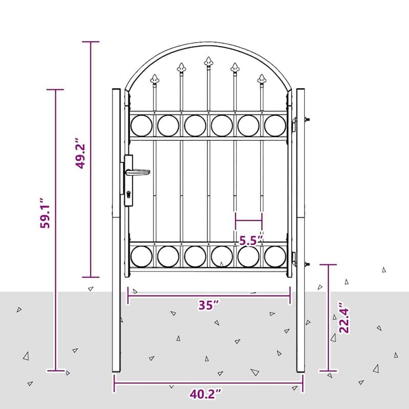 vidaXL Fence Gate Gray 39.4" x 49.2"/59.1"/68.9"/98.4" Powder-coated steel