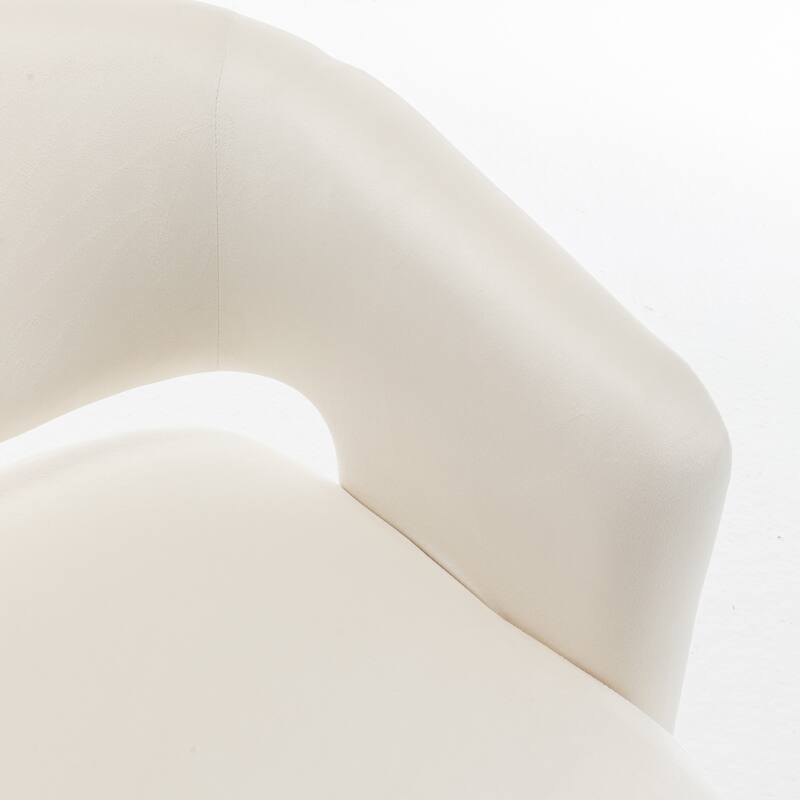White Modern 30.1" Upholstered 360° Swivel Barrel Chair with Open Backrest and Solid Wood Frame