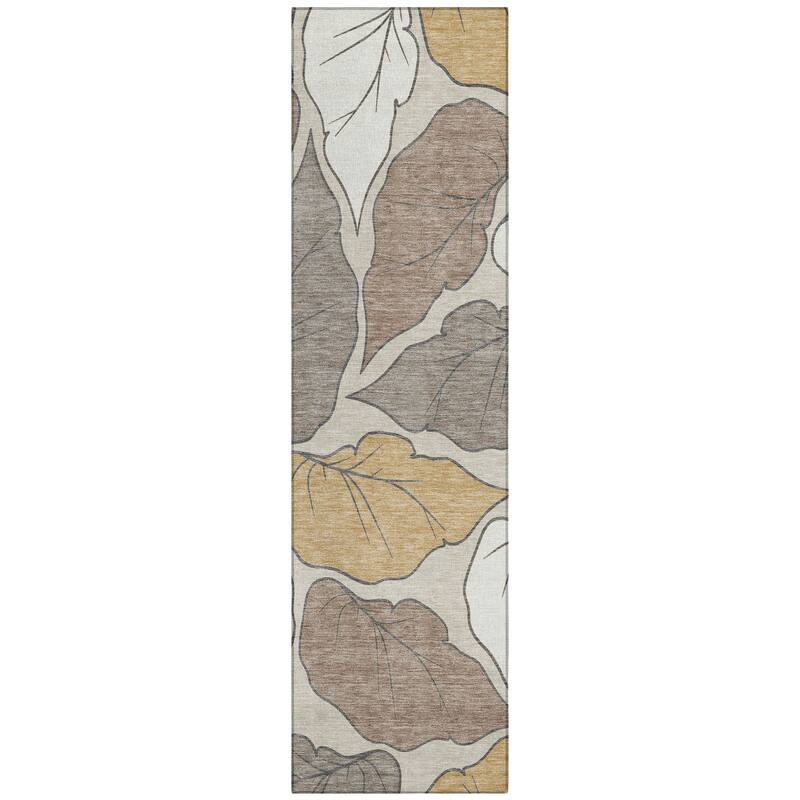 Machine Washable Indoor/ Outdoor Contemporary Floral Chantille Rug