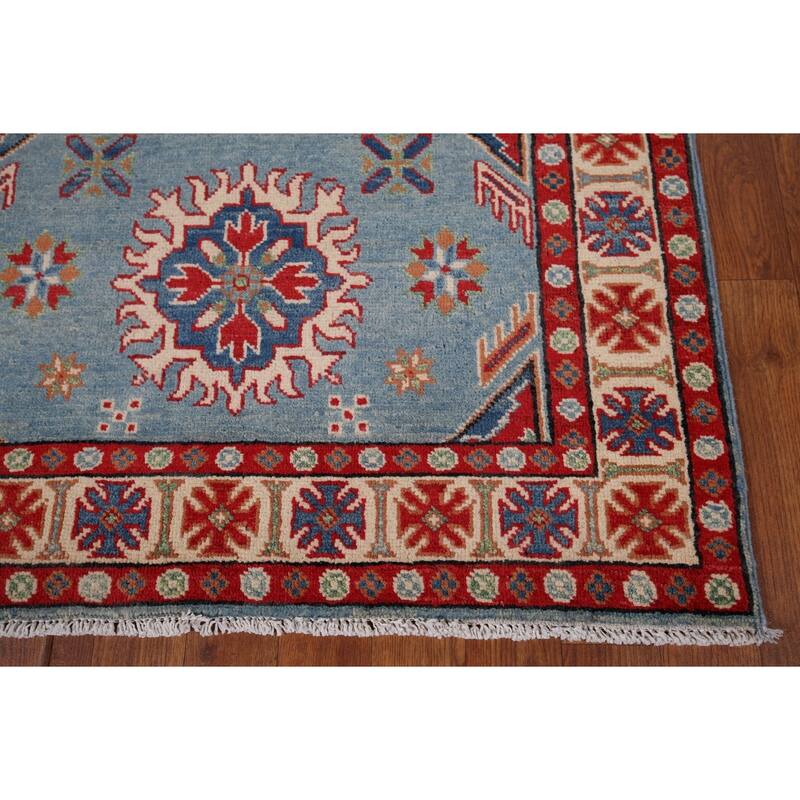 Blue Kazak Oriental Accent Rug Handmade Wool Carpet - 3'3" x 4'9"