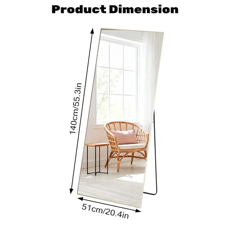 Full Length Mirror with Stand, Floor Mirror with Frame, Full Body Mirrors, Free Standing or Wall-Mounted Mirrors for Living Room