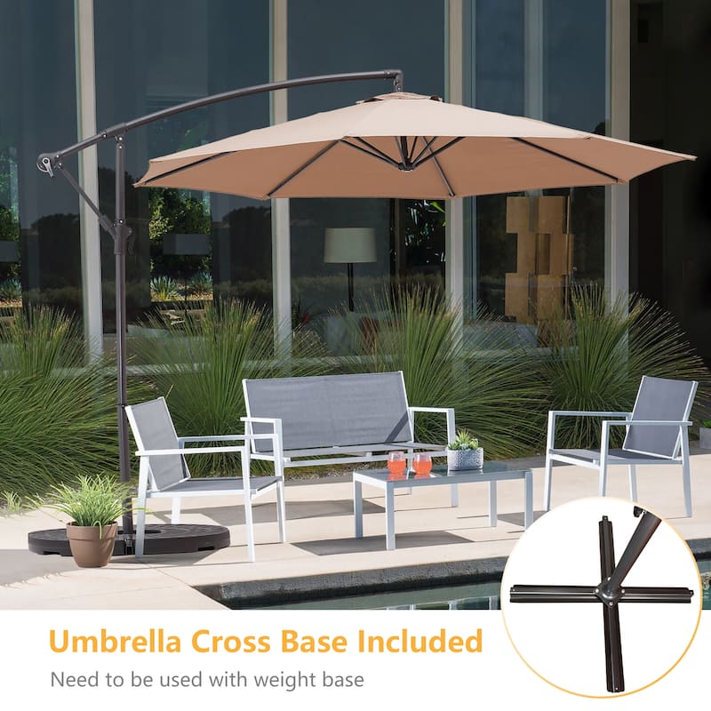 Clihome 10Ft Outdoor Crank Cantilever Patio Umbrella Without Base