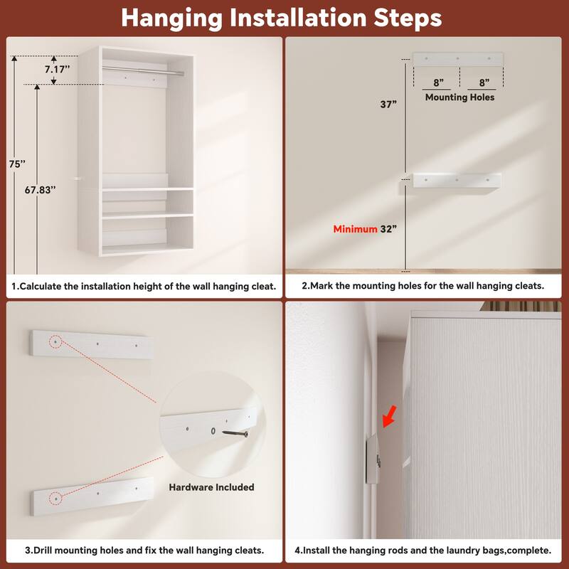 154'' Closet System with 8 Hanging Rods & 6 Shelf Towers, Adjustable Walk-in Closet Organizer, Load 1400 lbs, Cut to Fit