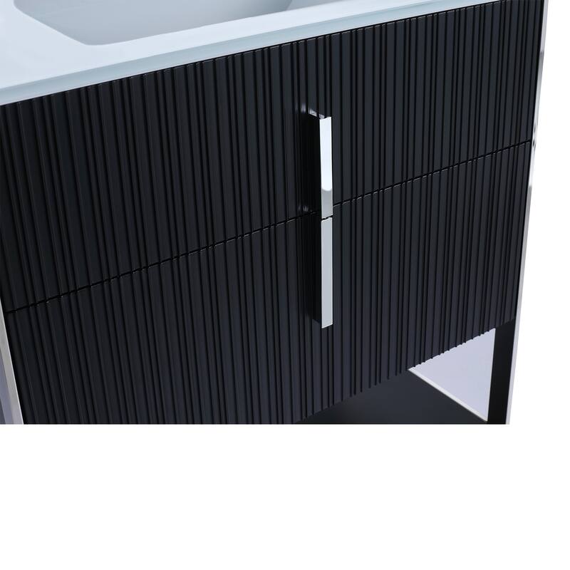 Fine Fixtures Serenity Modern Bathroom Vanity with White Glass Top