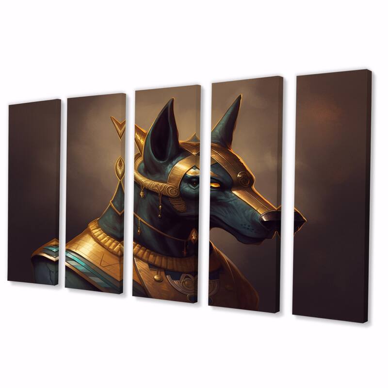 Designart "Vintage Anubis Ancient Egyption Jackal God IX" Egyptian Woman Multipanel Canvas Art Print set