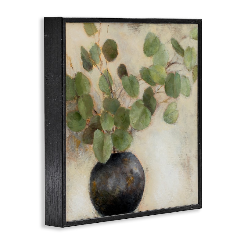 Stupell Green Eucalyptus Leaves Potted Plant Artistic Brushstrokes Framed Wall Art, Design by Lanie Loreth